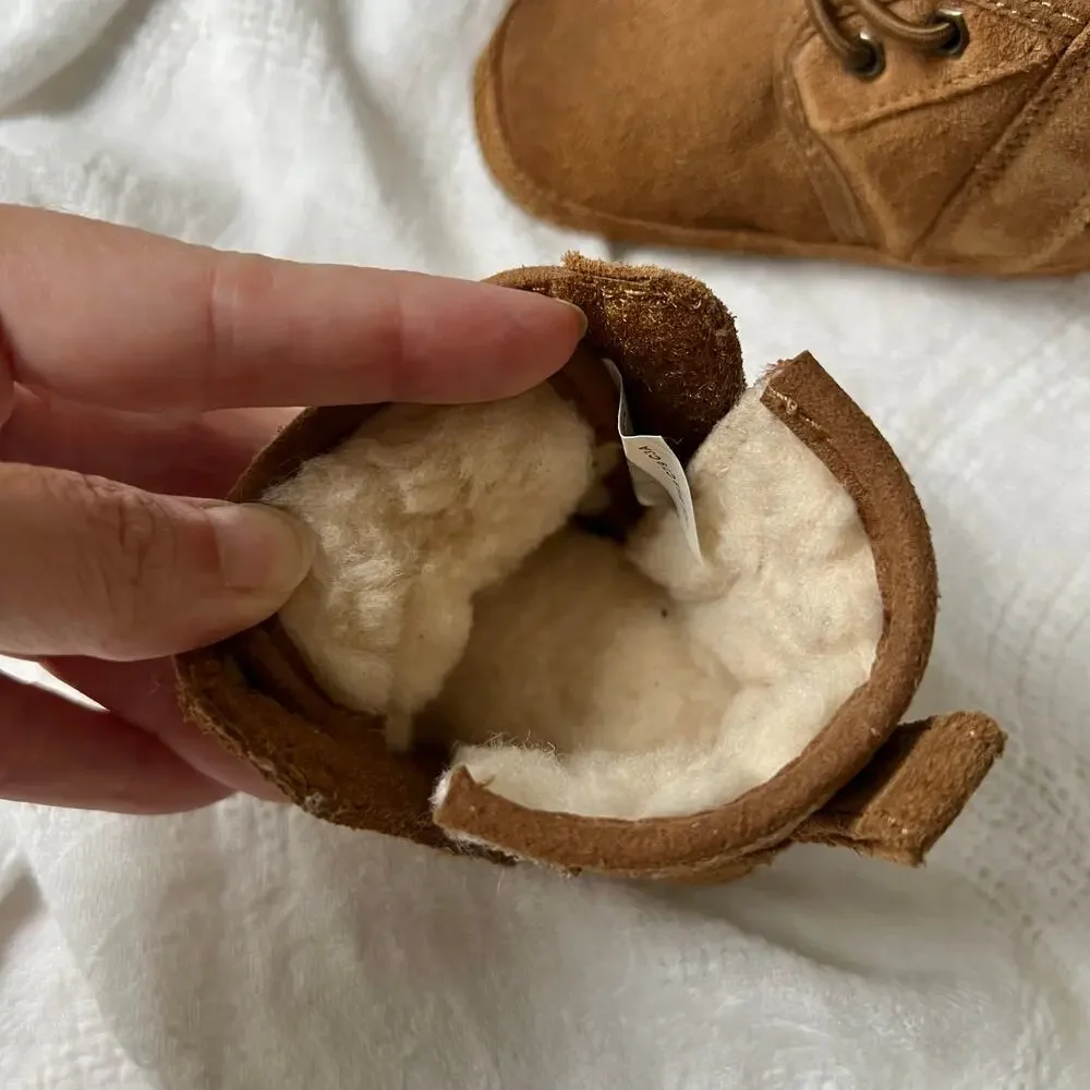 UGG Baby Neumel Chestnut Suede Boots Brown New in Box Size 2/3 6-12 Months